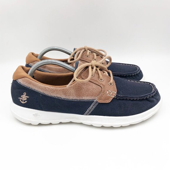 SKECHERS Go Walk Lite Boat Shoes Navy Blue Slip On Womens 8.5 - Picture 4 of 9